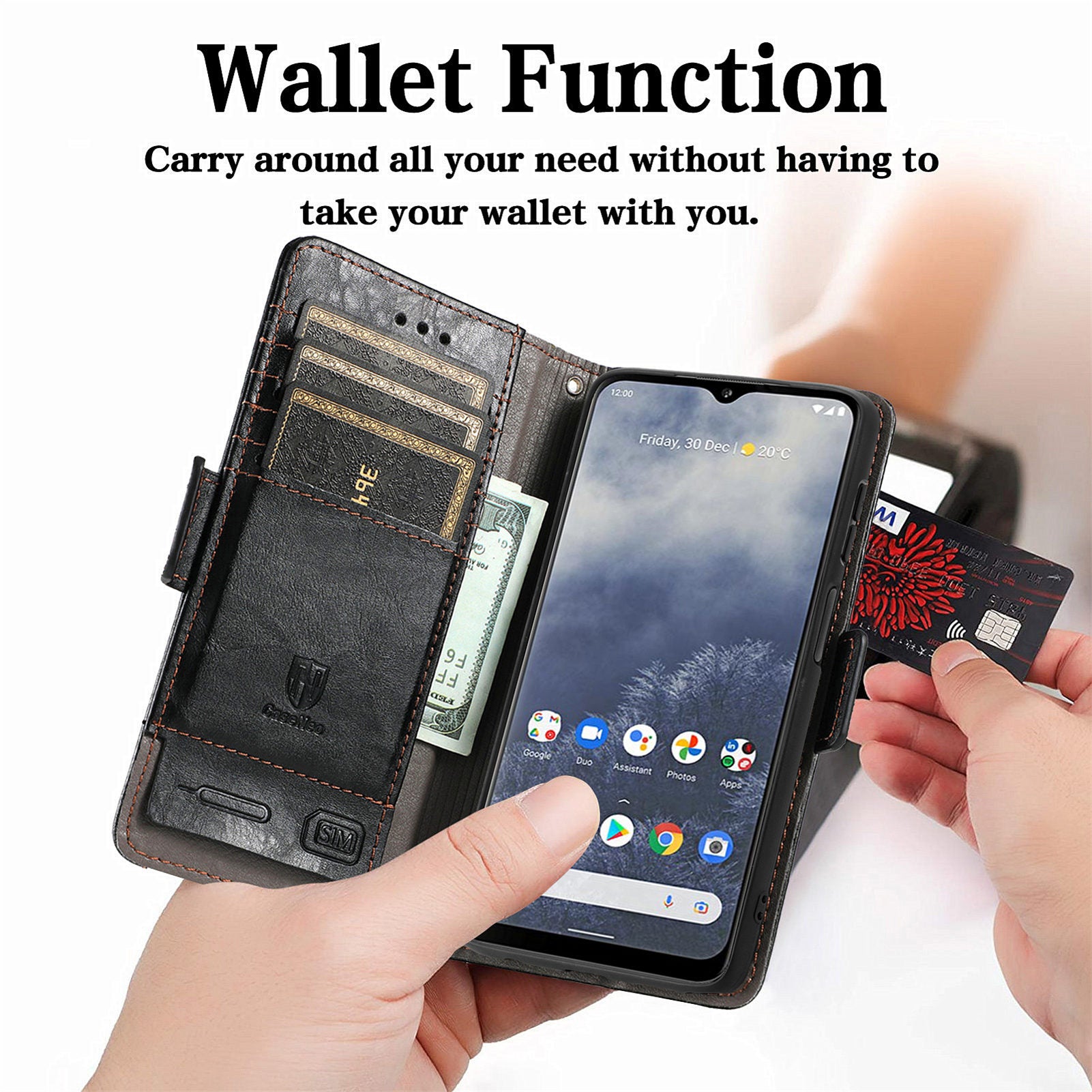 CASENEO 002 Series RFID Blocking Phone Case for Nokia G60 5G Business Splicing Style PU Leather Cover with Wallet Stand CASENEO 002 Series RFID Blocking Phone Case for Nokia G60 5G Business Splicing Style PU Leather Cover with Wallet Stand
